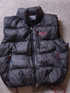 VINTAGE Polo Sport Ralph Lauren Puffer Vest Men XL Black Jacket Nylon Zip Pocket